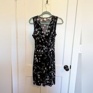 Black floral wrap sun dress